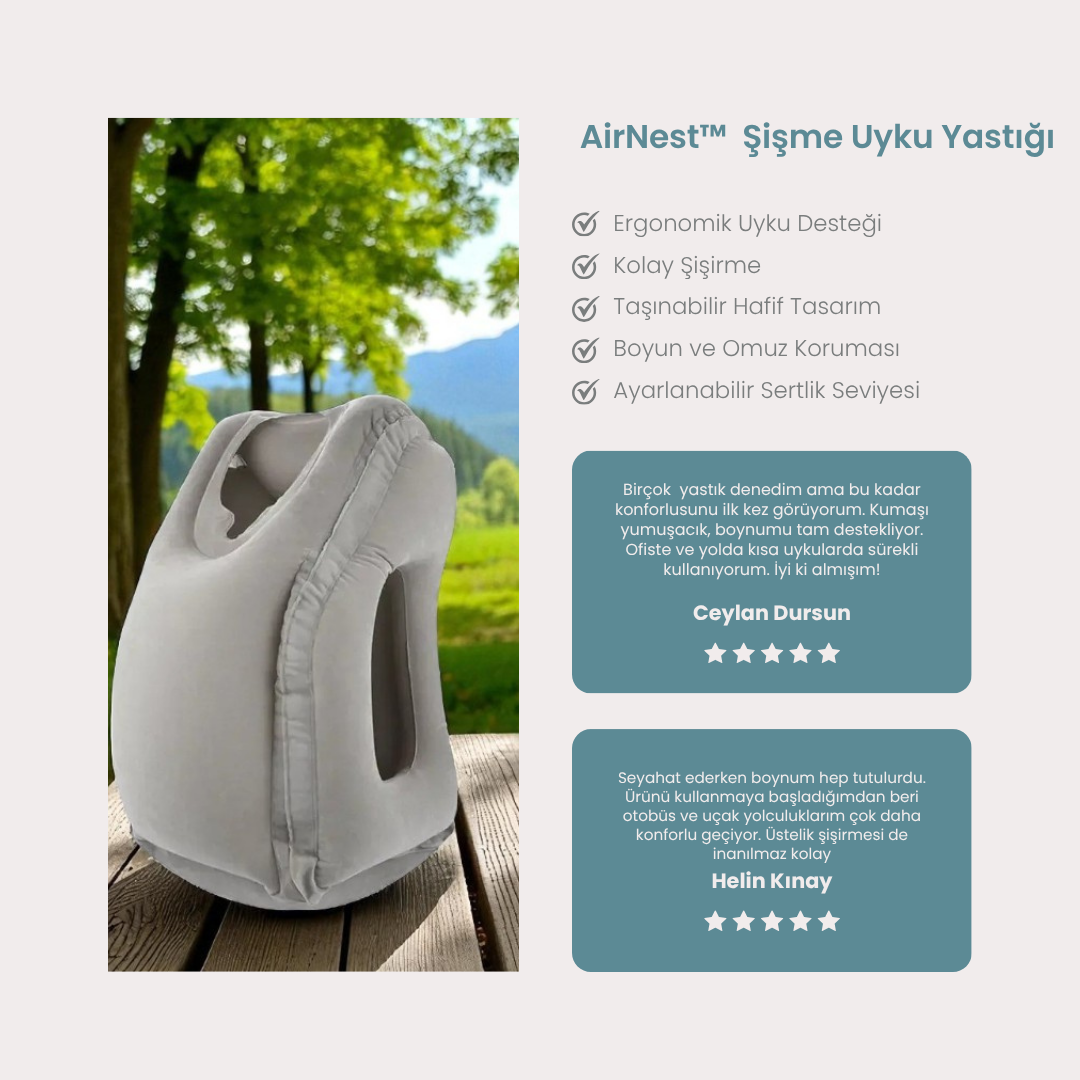 AirNest™ – Şişme Uyku Yastığı